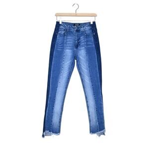 Black Label Womens 7 Two Tone Color Block Straight Leg Jean